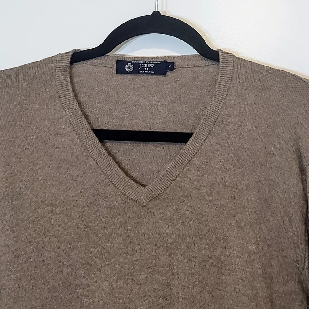 J.Crew Factory Cashmere Cotton V Neck Sweater Pullover Size Small Brown